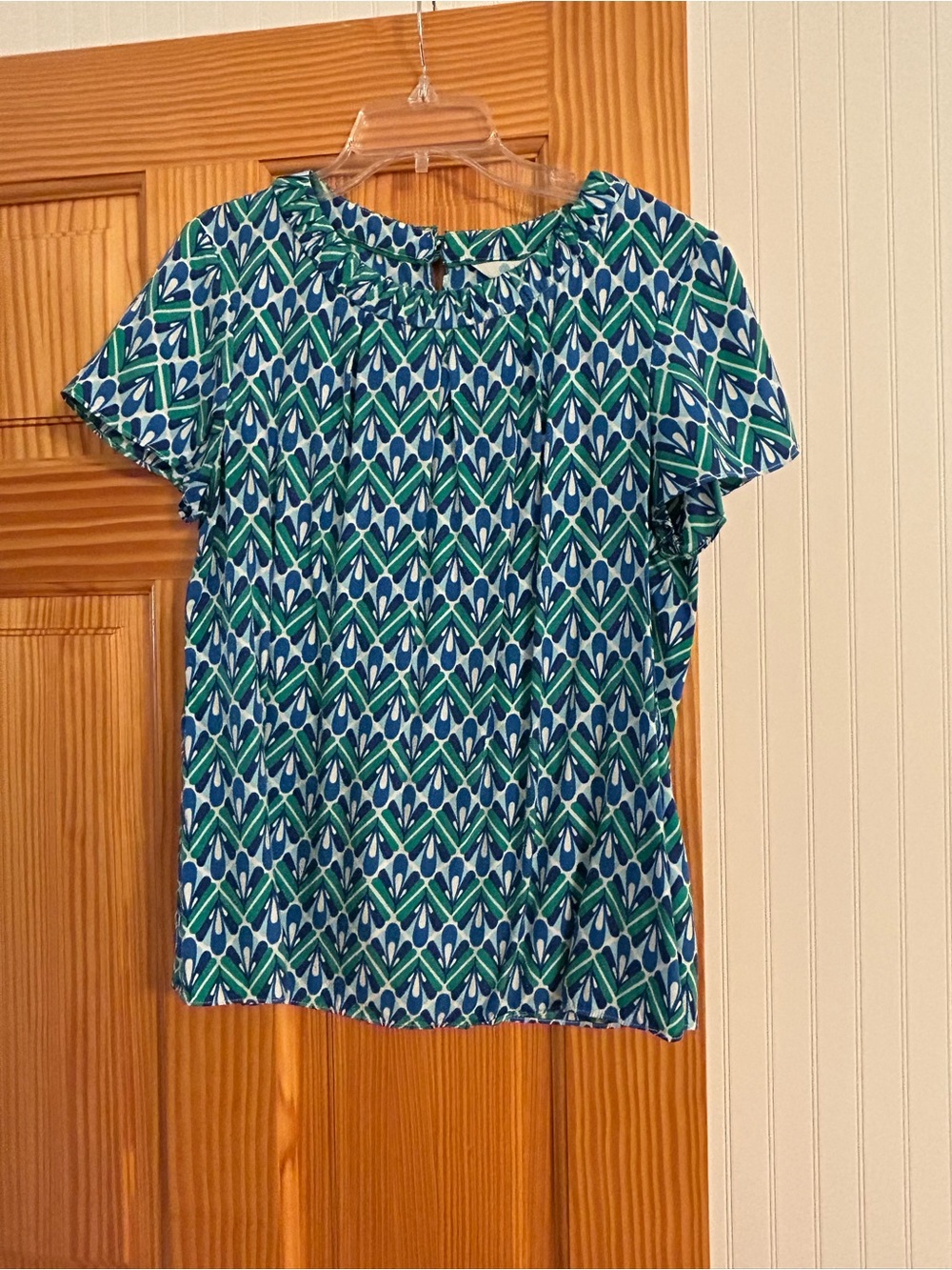 Boden Short-Sleeve Women’s Top in Blue & Green